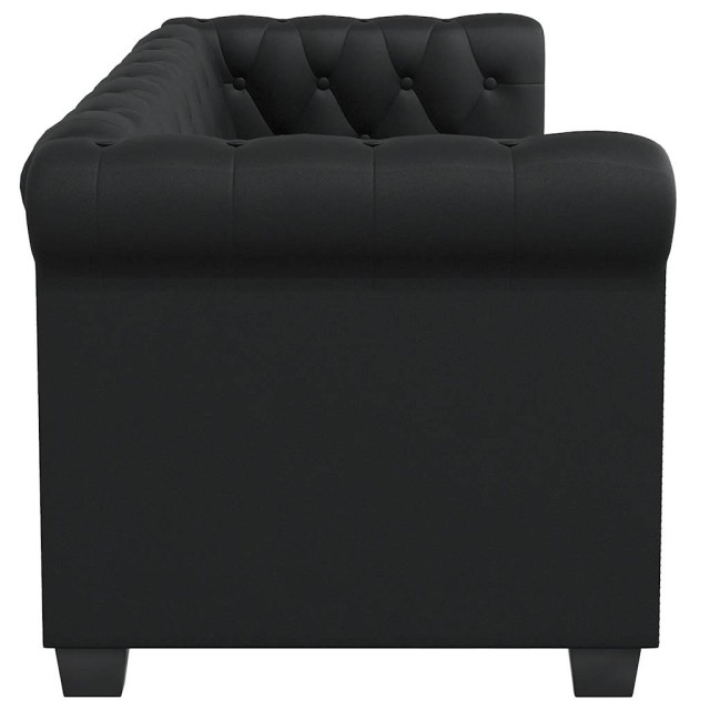 Canapé Chesterfield à 2 places cuir synthétique noir
