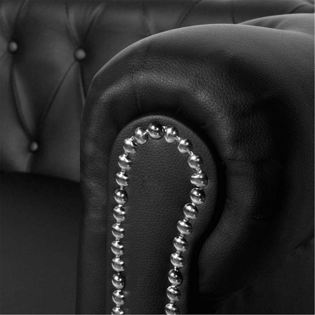 Canapé Chesterfield à 2 places cuir synthétique noir