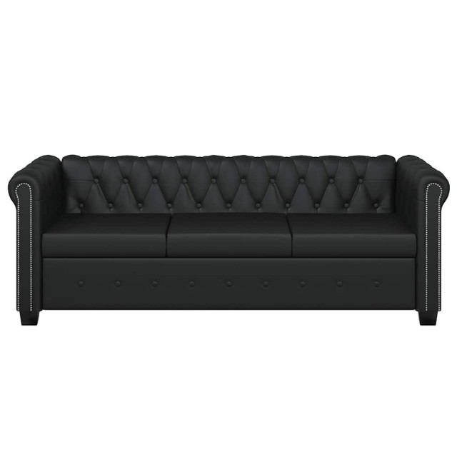 Canapé Chesterfield à 3 places cuir synthétique noir