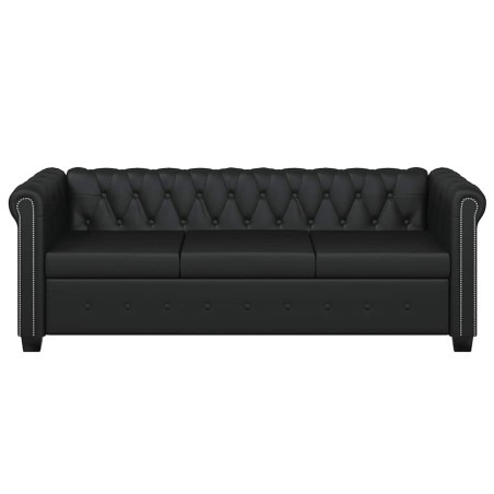 Canapé Chesterfield à 3 places cuir synthétique noir