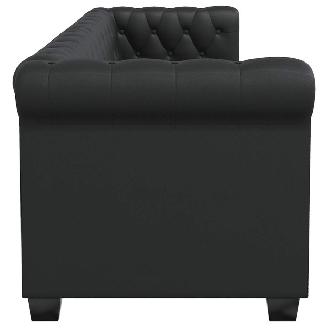 Canapé Chesterfield à 3 places cuir synthétique noir