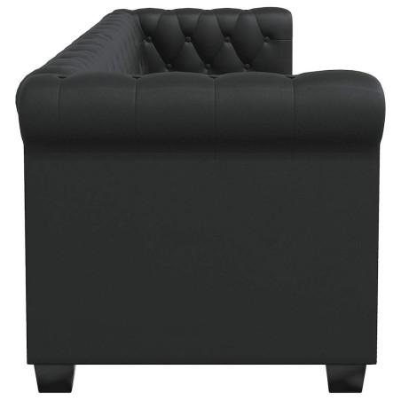 Canapé Chesterfield à 3 places cuir synthétique noir