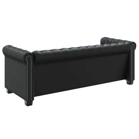 Canapé Chesterfield à 3 places cuir synthétique noir