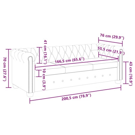 Canapé Chesterfield à 3 places cuir synthétique noir
