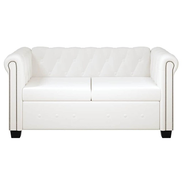Canapé Chesterfield à 2 places cuir synthétique blanc
