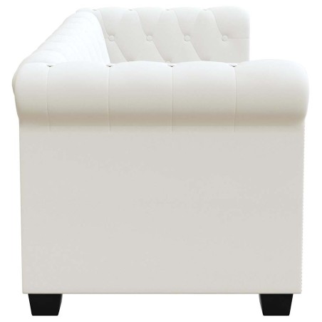 Canapé Chesterfield à 2 places cuir synthétique blanc