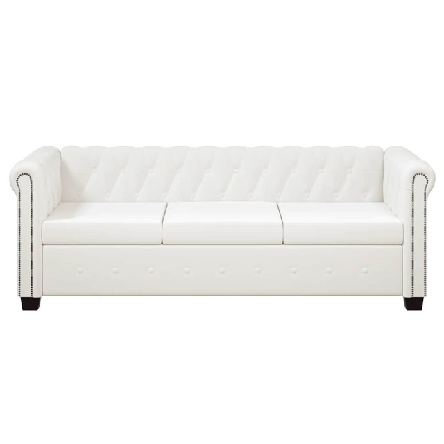 Canapé Chesterfield à 3 places cuir synthétique blanc