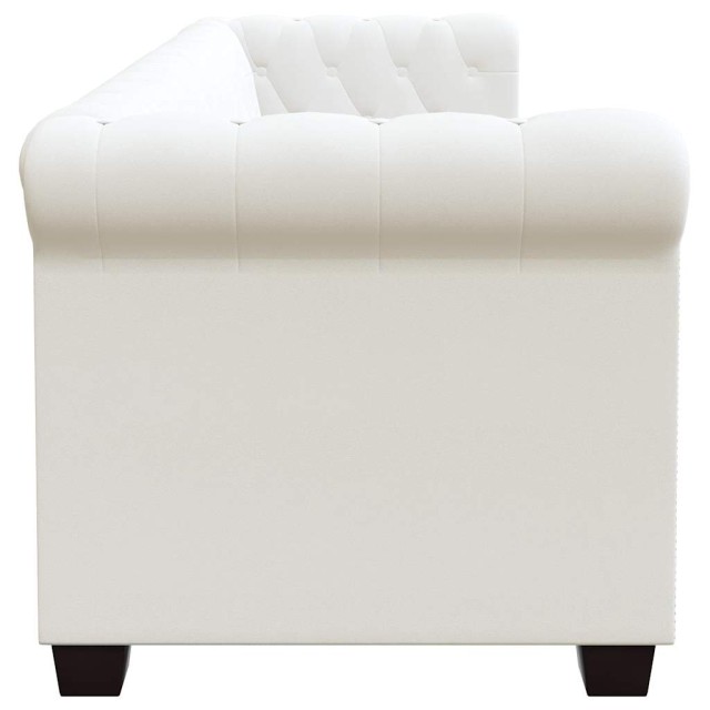Canapé Chesterfield à 3 places cuir synthétique blanc