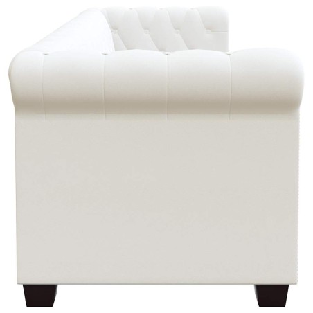 Canapé Chesterfield à 3 places cuir synthétique blanc
