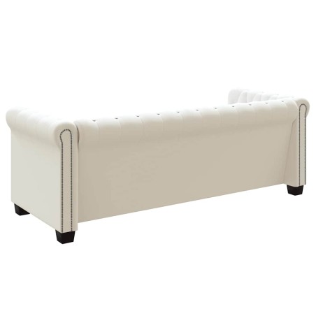 Canapé Chesterfield à 3 places cuir synthétique blanc