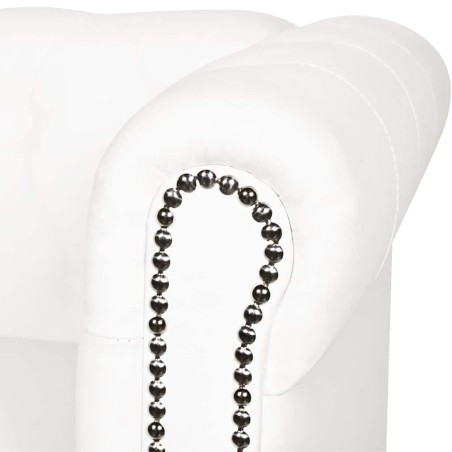 Canapé Chesterfield à 3 places cuir synthétique blanc