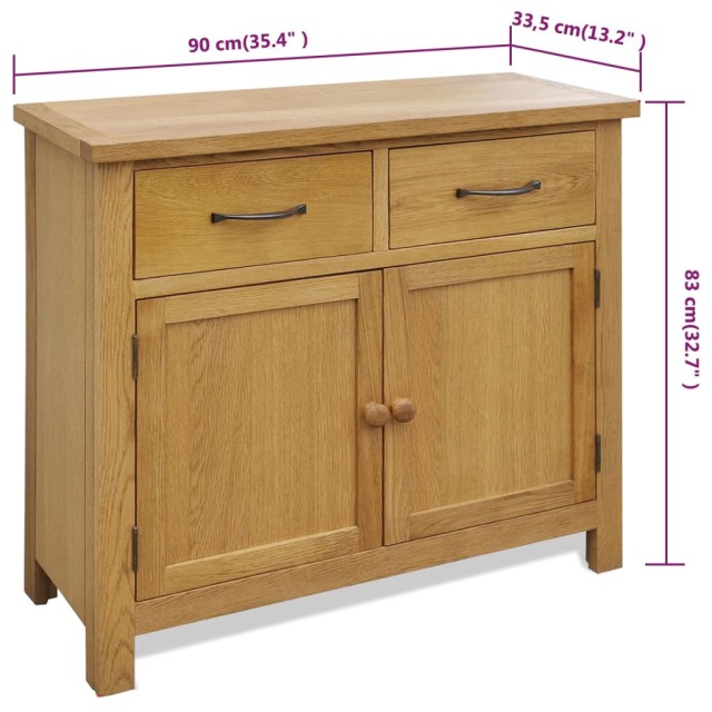 Buffet 90 x 33,5 x 83 cm Bois de chêne massif