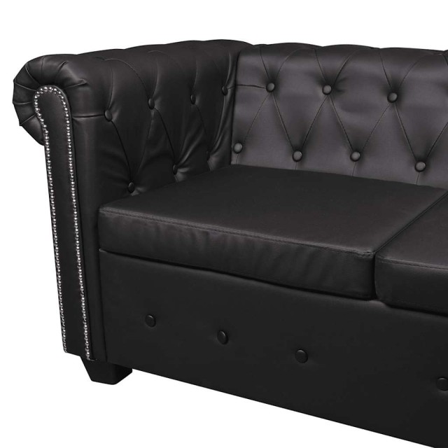 Canapé d'angle Chesterfield 5 places Cuir synthétique Noir