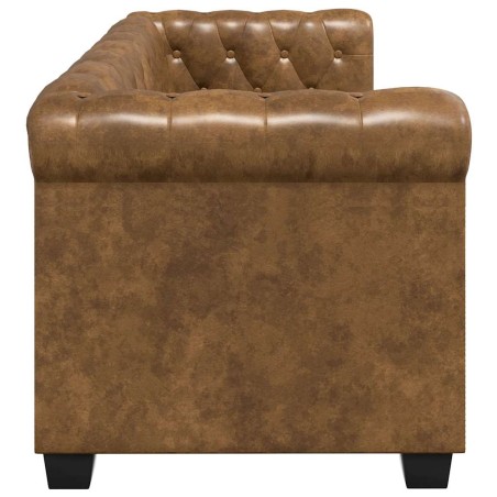 Canapé Chesterfield 2 places cuir artificiel marron