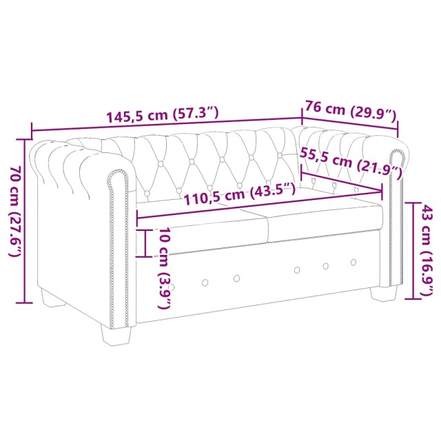 Canapé Chesterfield 2 places cuir artificiel marron