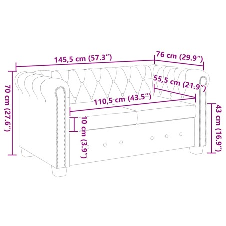 Canapé Chesterfield 2 places cuir artificiel marron