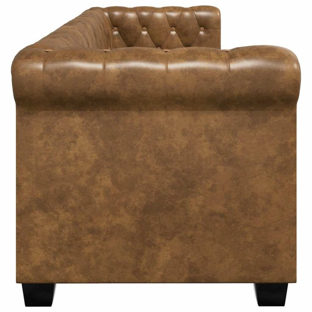 Canapé Chesterfield 3 places cuir artificiel marron