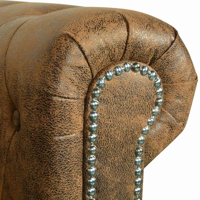 Canapé Chesterfield 3 places cuir artificiel marron