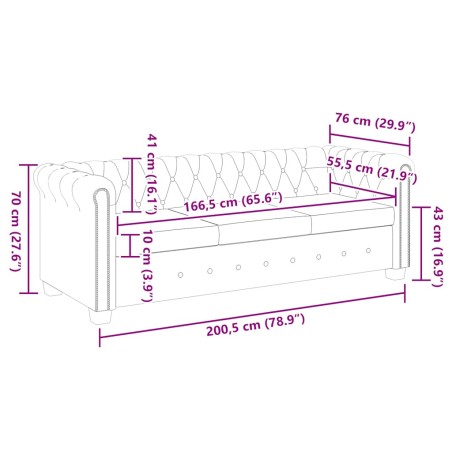 Canapé Chesterfield 3 places cuir artificiel marron