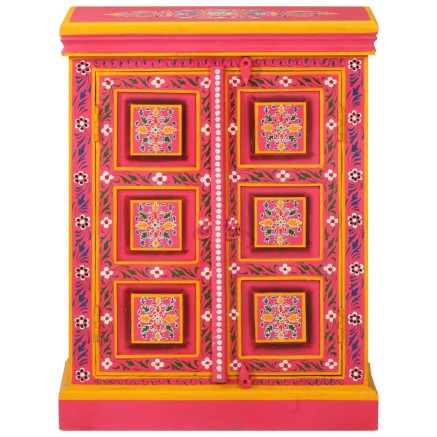 Buffet Bois massif de manguier Peinture rose à la main 2