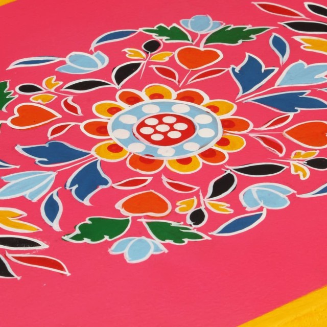 Buffet Bois massif de manguier Peinture rose à la main