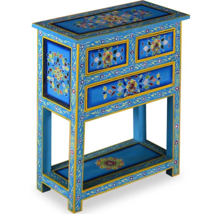 Buffet avec tiroirs Bois massif de manguier Peinture turquoise 2