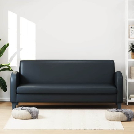 Canapé à 3 places cuir synthétique noir 2