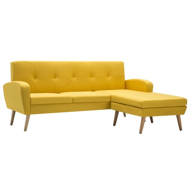Canapé en forme de L revêtement en tissu 186x136x79 cm jaune