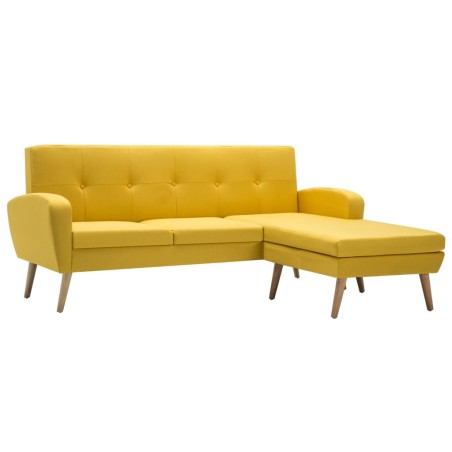 Canapé en forme de L revêtement en tissu 186x136x79 cm jaune