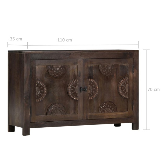 Buffet avec dessin sculpté 110x35x70 cm Bois de manguier massif