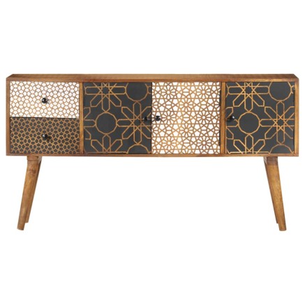 Buffet avec motif imprimé 130x30x70 cm Bois de manguier massif 2