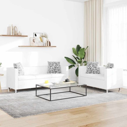 Ensemble de canapés 2 places et 3 places Cuir synthétique Blanc 2