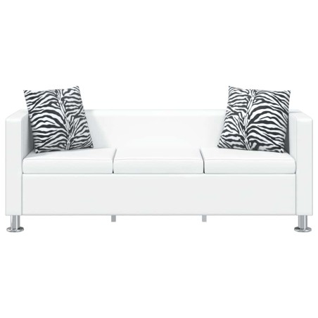 Ensemble de canapés 2 places et 3 places Cuir synthétique Blanc