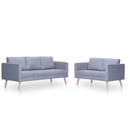 Ensemble de canapés à 2 places et à 3 places Tissu Gris clair 2
