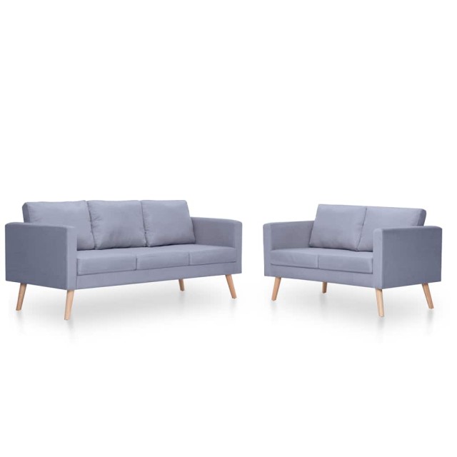 Ensemble de canapés à 2 places et à 3 places Tissu Gris clair