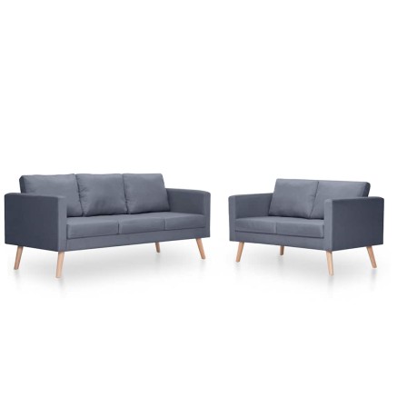 Ensemble de canapés à 2 places et à 3 places Tissu Gris foncé 2