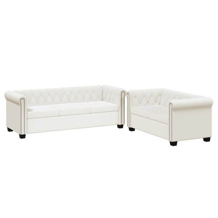 Canapé Chesterfield à 2 places et à 3 places blanc 2
