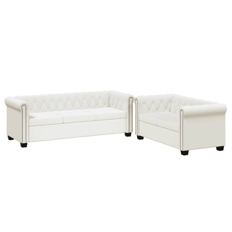 Canapé Chesterfield à 2 places et à 3 places blanc