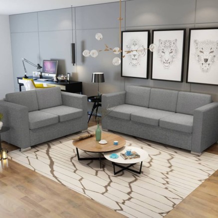 Ensemble de canapés deux pièces Tissu Gris clair