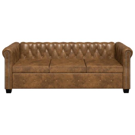 Ensemble de canapé Chesterfield à 2 et 3 places marron