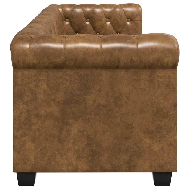 Ensemble de canapé Chesterfield à 2 et 3 places marron