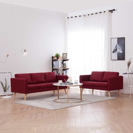 Ensemble de canapé 2 pcs Tissu Rouge bordeaux