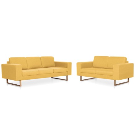 Ensemble de canapé 2 pcs tissu jaune 2