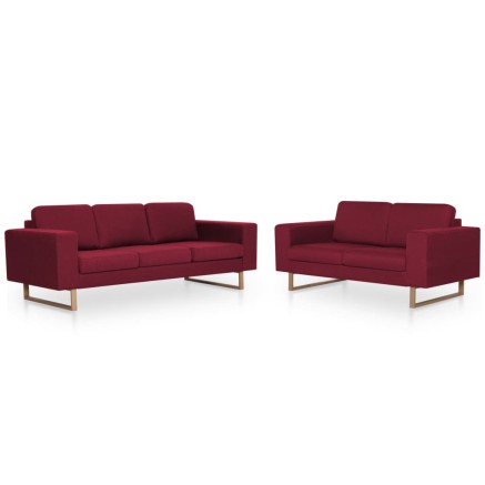Ensemble de canapé 2 pcs Tissu Rouge bordeaux 2