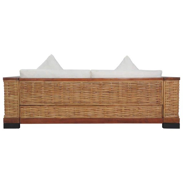 Ensemble de canapés 2 pcs avec coussins Marron Rotin naturel