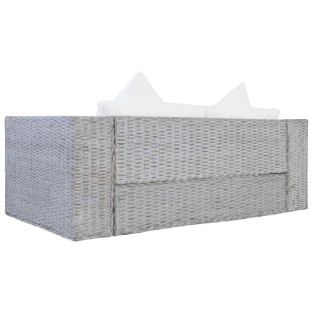 Ensemble de canapés 2 pcs avec coussins Gris Rotin naturel