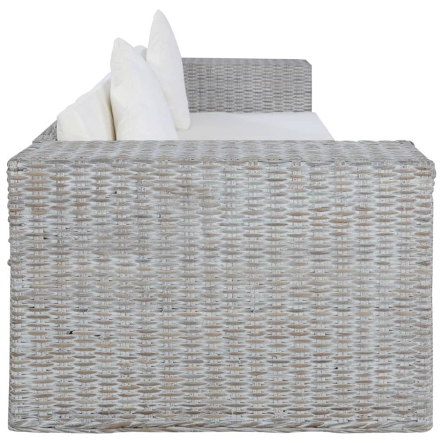 Ensemble de canapés 2 pcs avec coussins Gris Rotin naturel