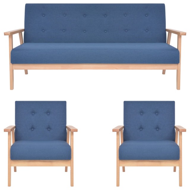Ensemble de canapés 3 pcs Tissu Bleu