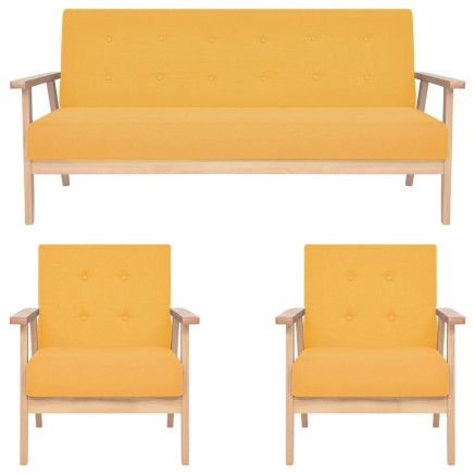 Ensemble de canapés 3 pcs Tissu Jaune