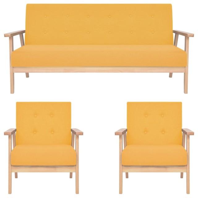 Ensemble de canapés 3 pcs Tissu Jaune